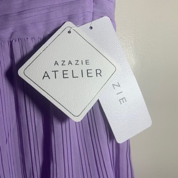 NWT Azazie Atelier Ruffled Tiered Isla Lilac Bridesmaid Maxi Dress - Size 8 - Picture 7 of 8